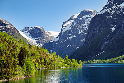 Norwegen, Vestland, Vestland,Nordfjord, Ausblick auf das Lovatnet in Richtung Süden