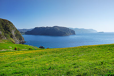 Norwegen, Vestland, Vestland,Nordfjord, Meerblick oberhalb von Kvalheim auf der Insel Vagsoy