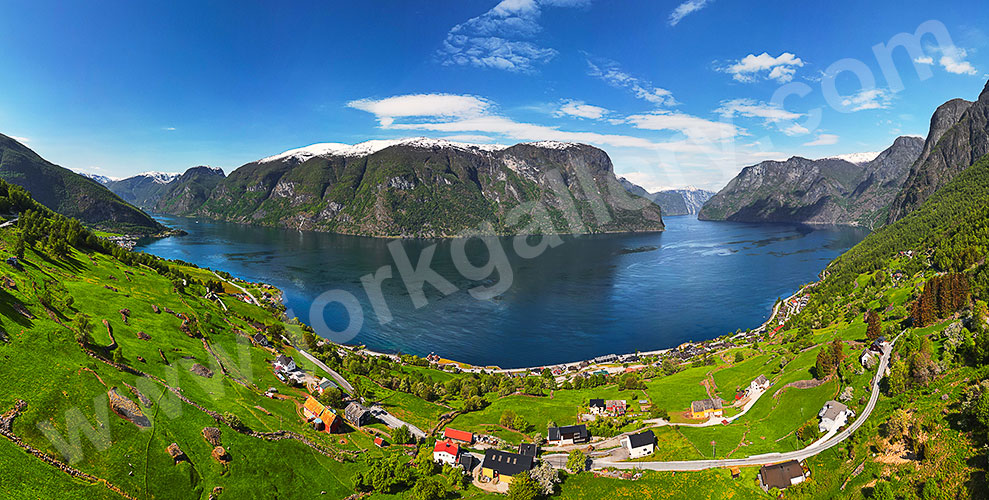 Norwegen, Vestland, Vestland,Sognefjord, Blick von der Strasse zum Stegastein auf den Aurlandsfjord