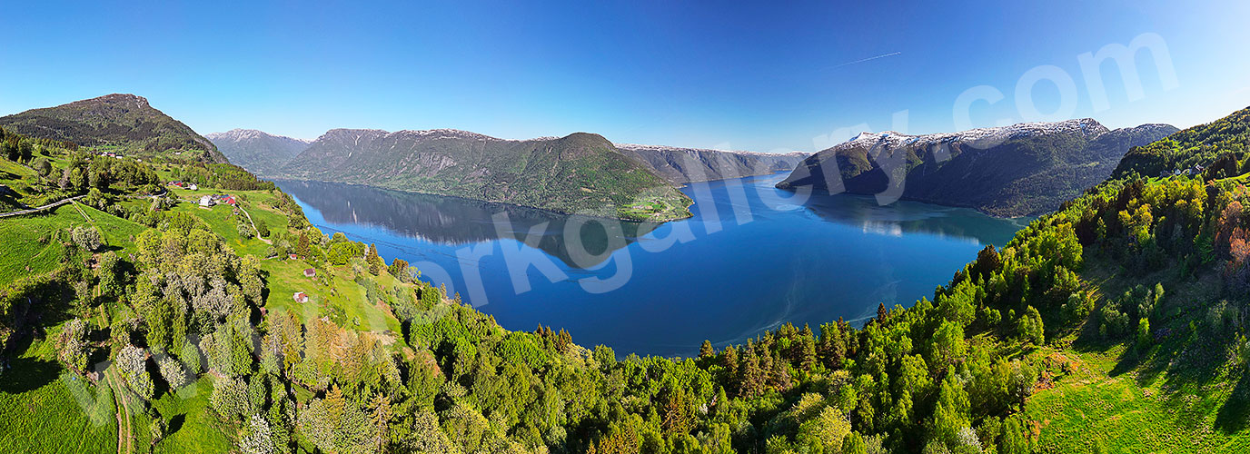 Norwegen, Vestland, Vestland,Sognefjord, Panoramablick über den Lustrafjord südlich des Aussichtsbergs Molden (1118 m)