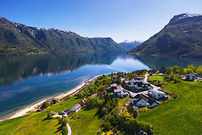 Norwegen, Vestland, Vestland,Sognefjord, Tiefblick auf die Mündung Lustrafjord und Gaupnefjord