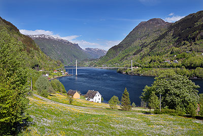 Norwegen, Vestland, Vestland,Hardanger, Autobrücke über den Fyksesund